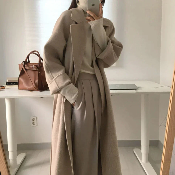 Classic warm long winter coat for women