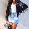 Suede jacket with fringes