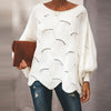 Women's loose jumper with bell sleeves and lace pattern