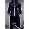 Women's leisure suit with hood and short sleeves