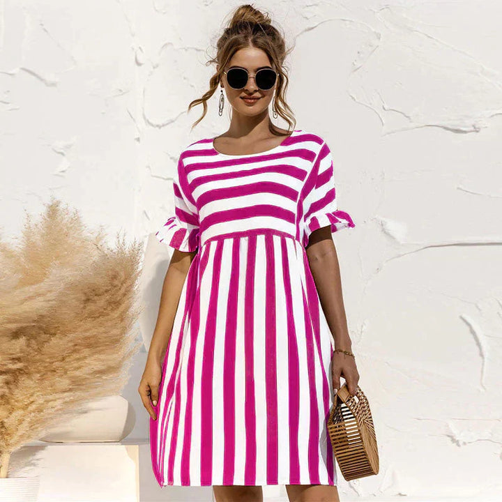 Dress With Striped Sleeves