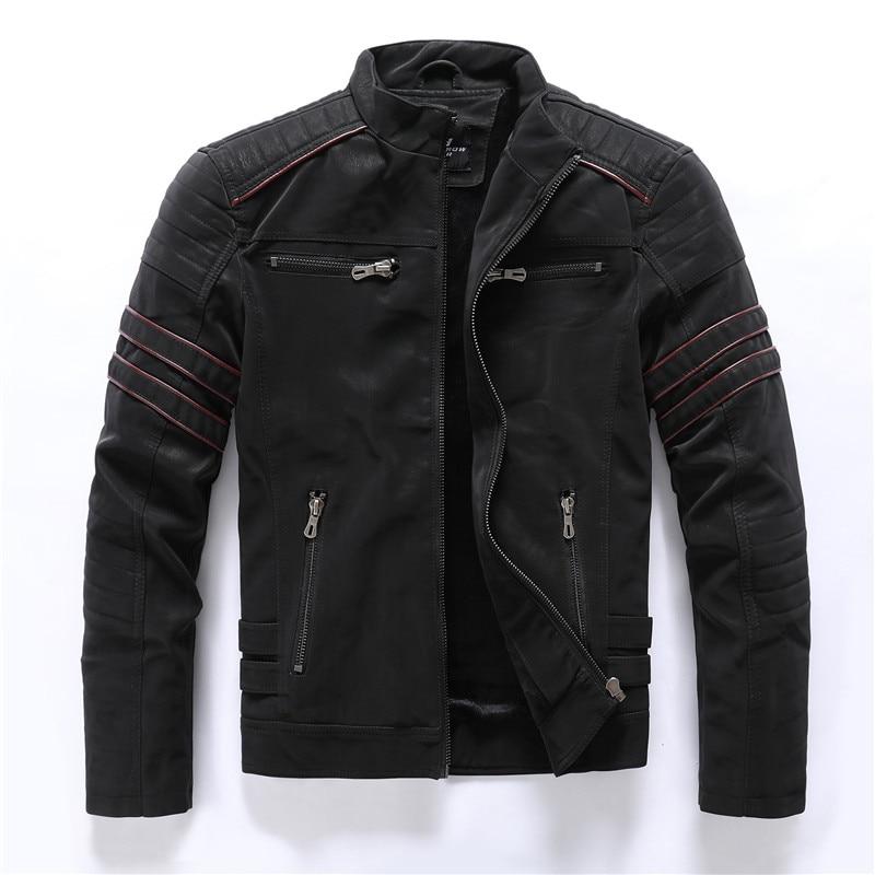 Men's - Motorbike Jacket - High-Quality Leather - Stand-Up Collar