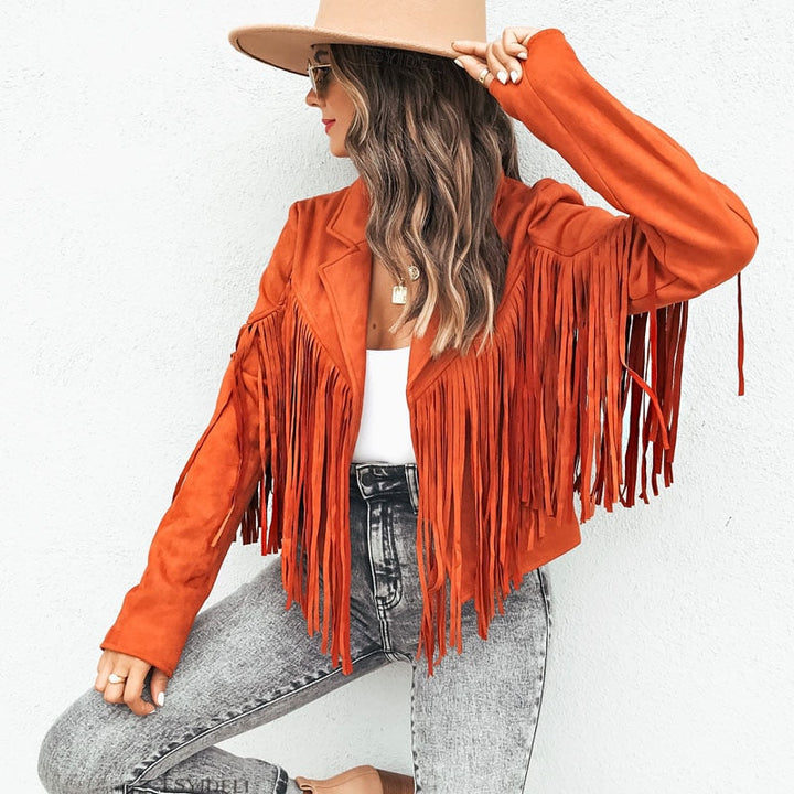 Suede jacket with fringes