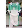 Women's leisure suit with hood and short sleeves