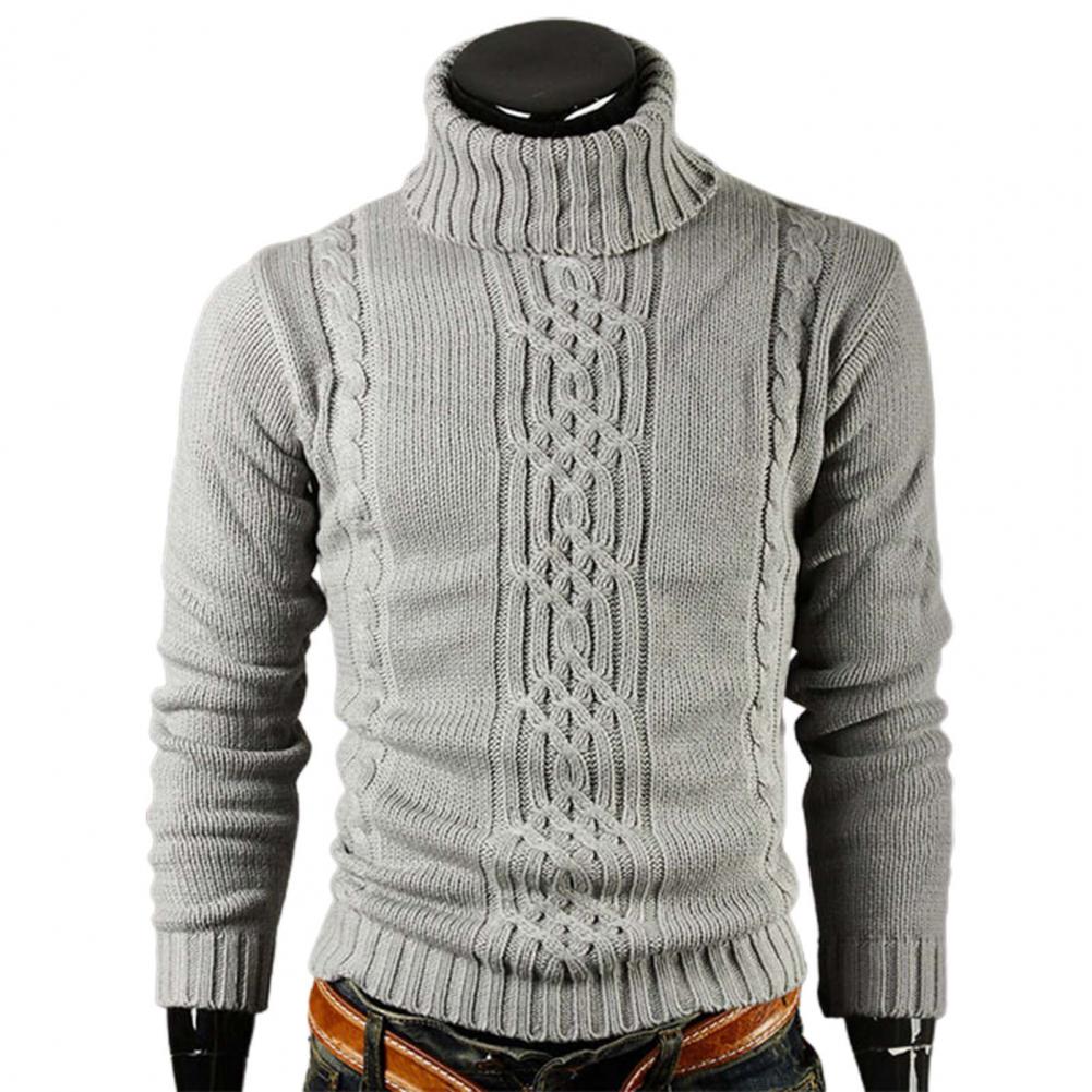 Turtleneck jumper in cotton with cable-knit pattern