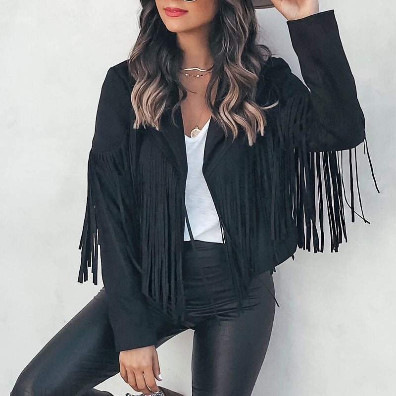 Suede jacket with fringes