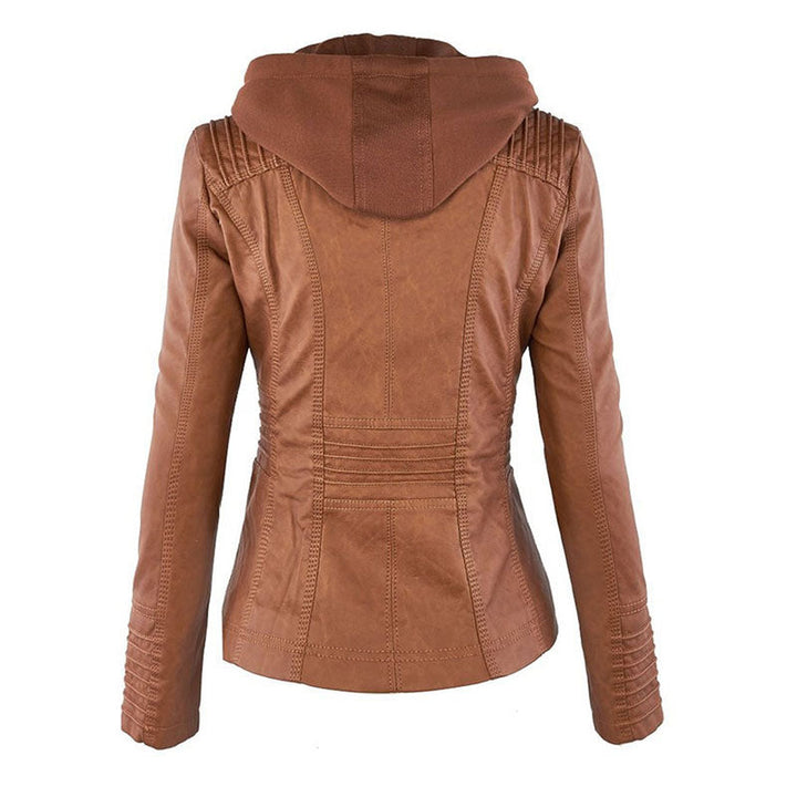 Faux leather coat - Ladies hooded jacket: Basic PU jacket