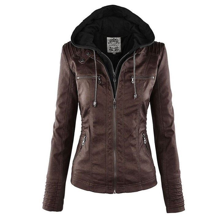 Ladies hooded jacket: Basic PU jacket