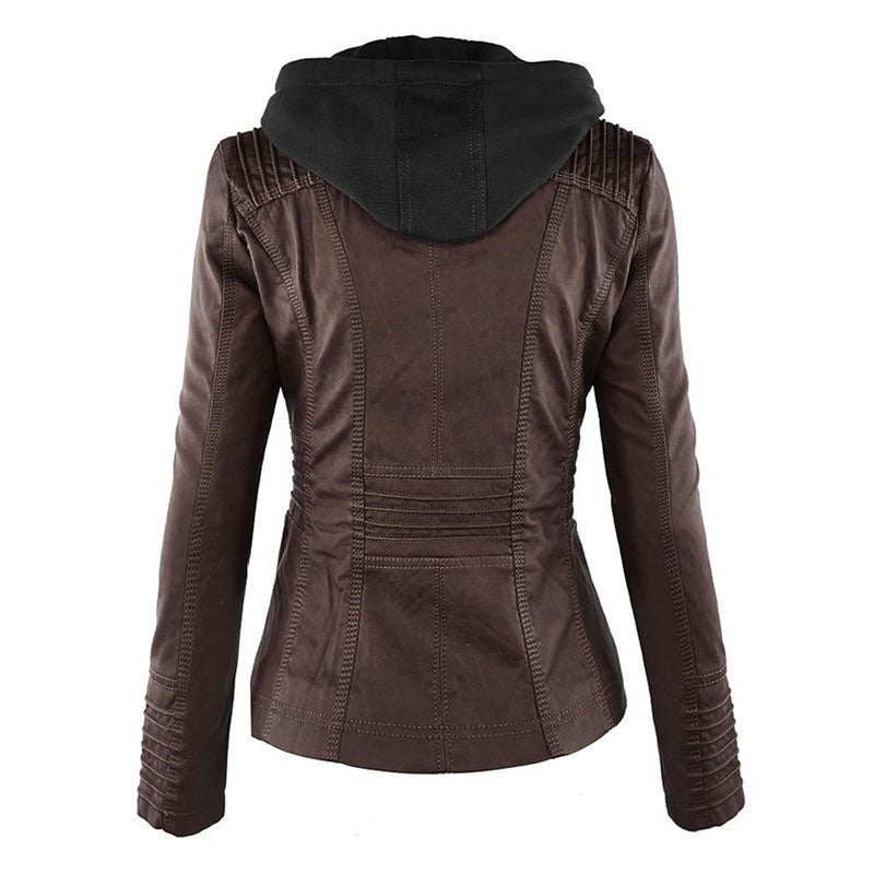 Ladies hooded jacket: Basic PU jacket