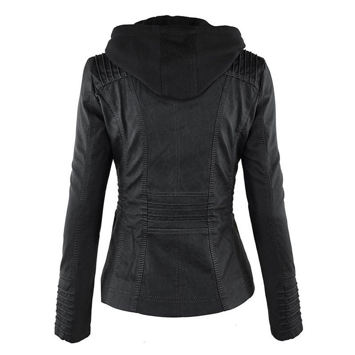 Faux leather coat - Ladies hooded jacket: Basic PU jacket