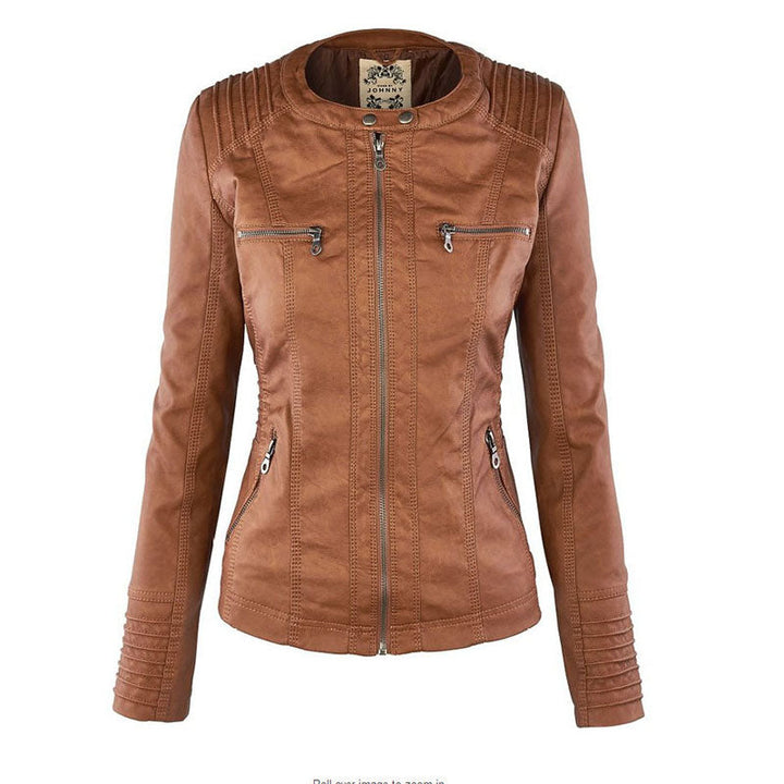 Faux leather coat - Ladies hooded jacket: Basic PU jacket