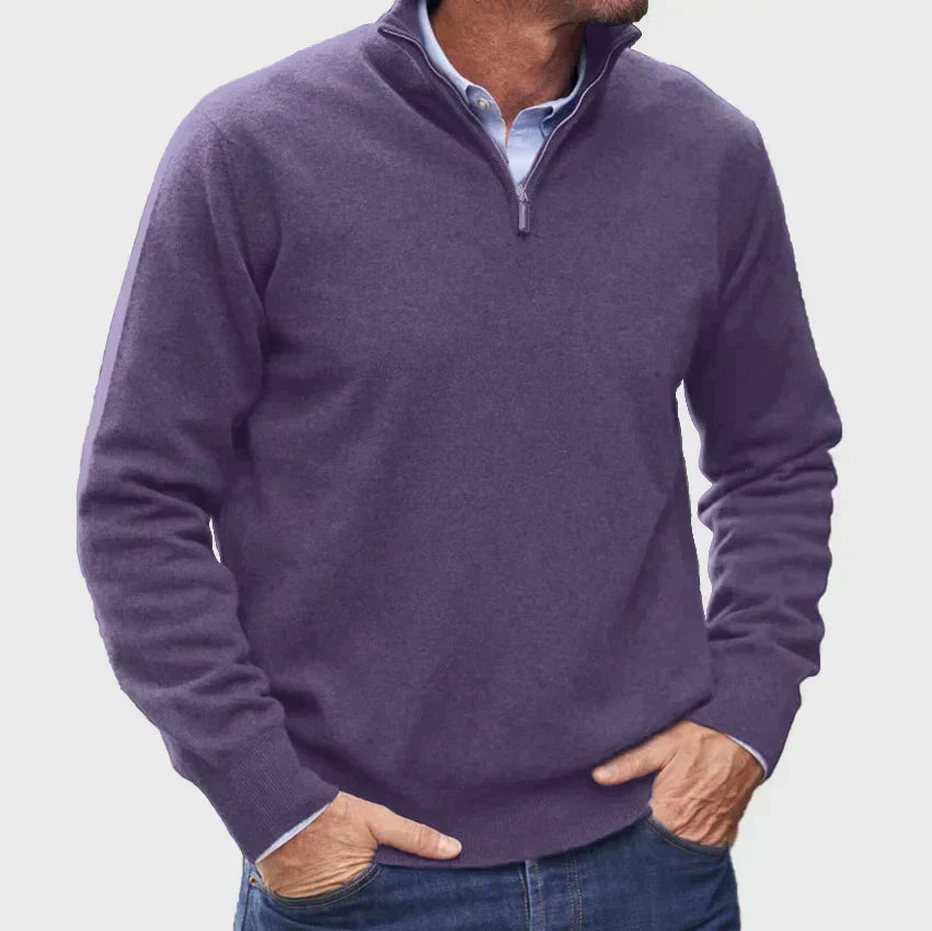 Men - Sweater - Zip-Up - Cashmere Look