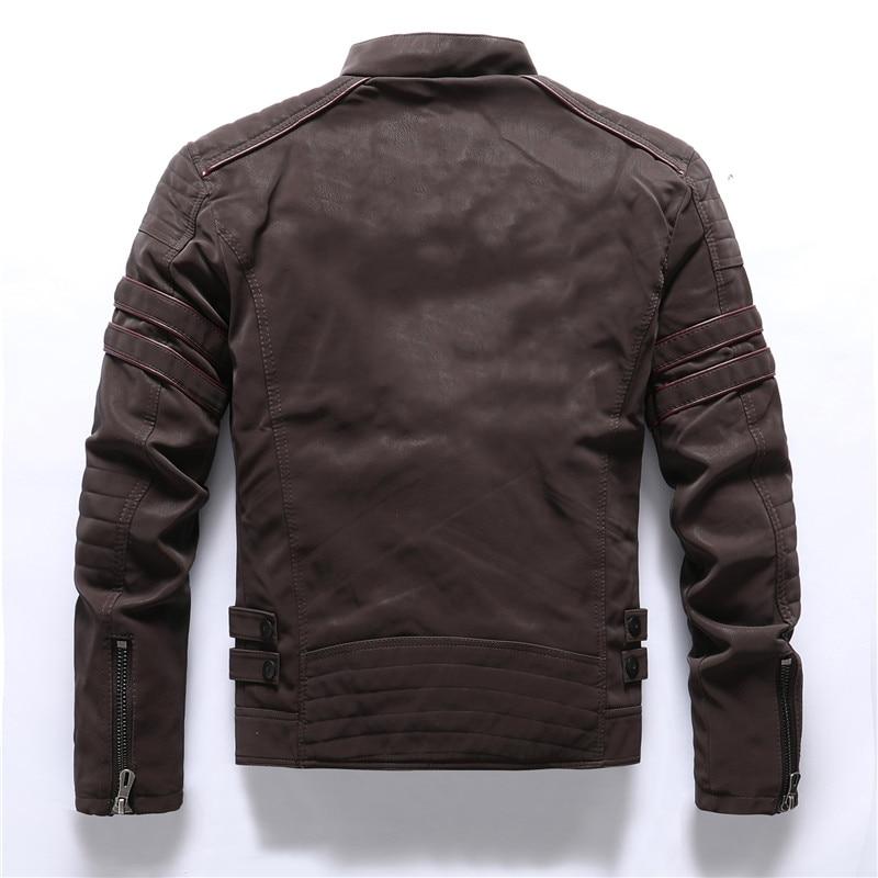 Men's - Motorbike Jacket - High-Quality Leather - Stand-Up Collar