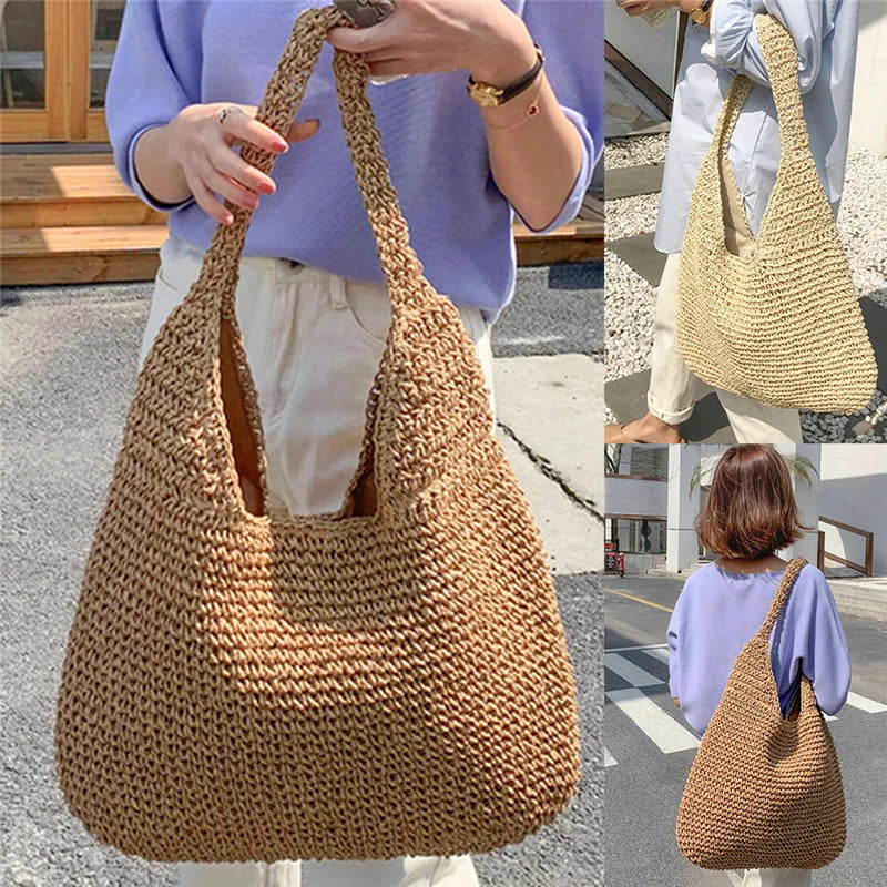 Large woven shoulder bag for women