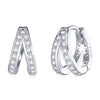 Ladies 925 Sterling Silver Earrings with Double Zirconia Crystal Ring | 3 Colours