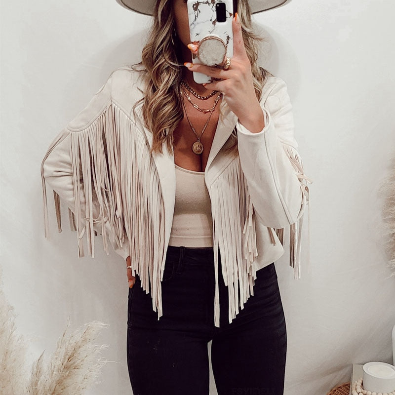 Suede jacket with fringes