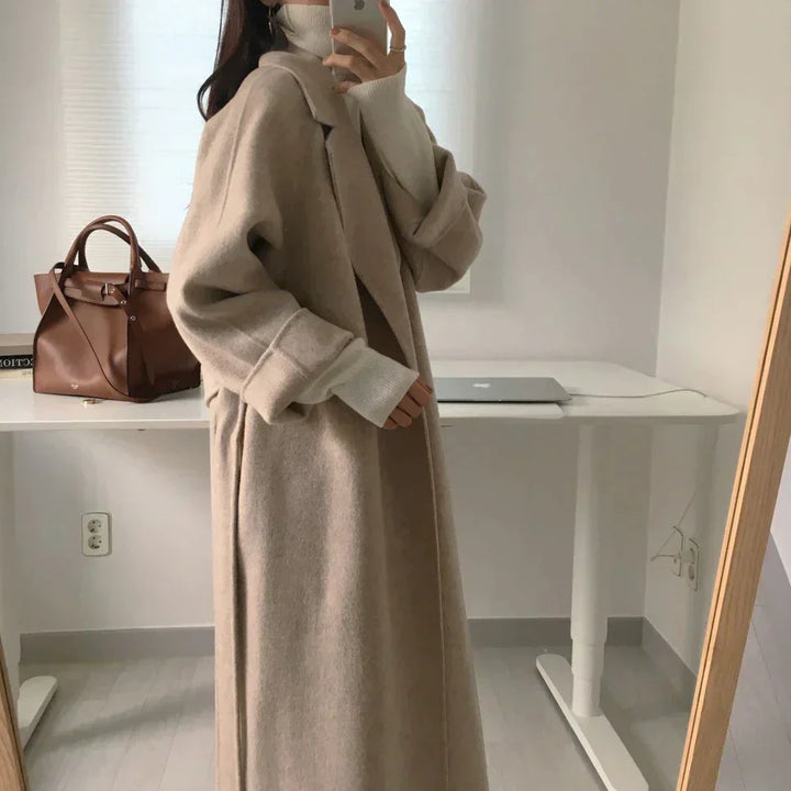 Classic warm long winter coat for women