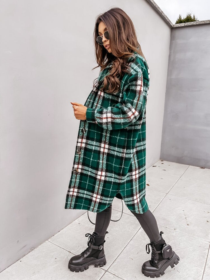 Oversized chequered button-down jacket