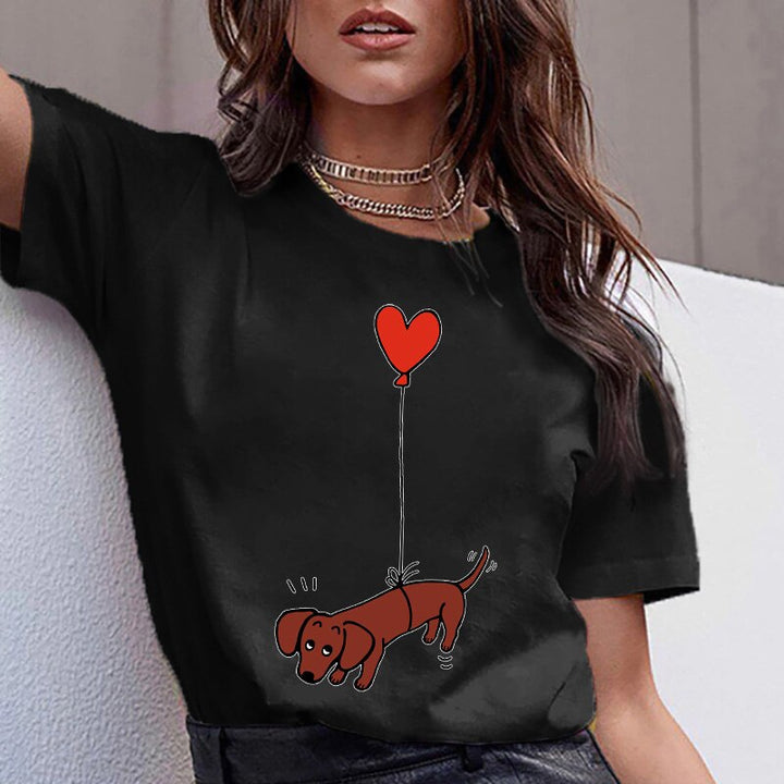 Ladies summer dachshund t-shirt with cute dog motif