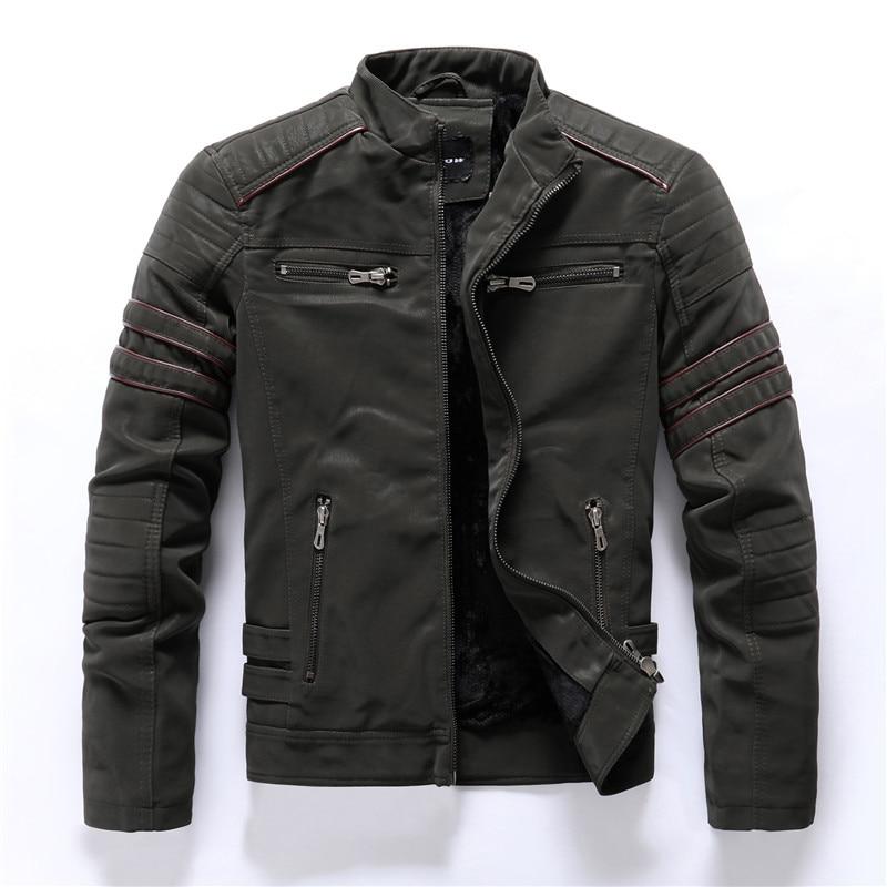 Men's - Motorbike Jacket - High-Quality Leather - Stand-Up Collar