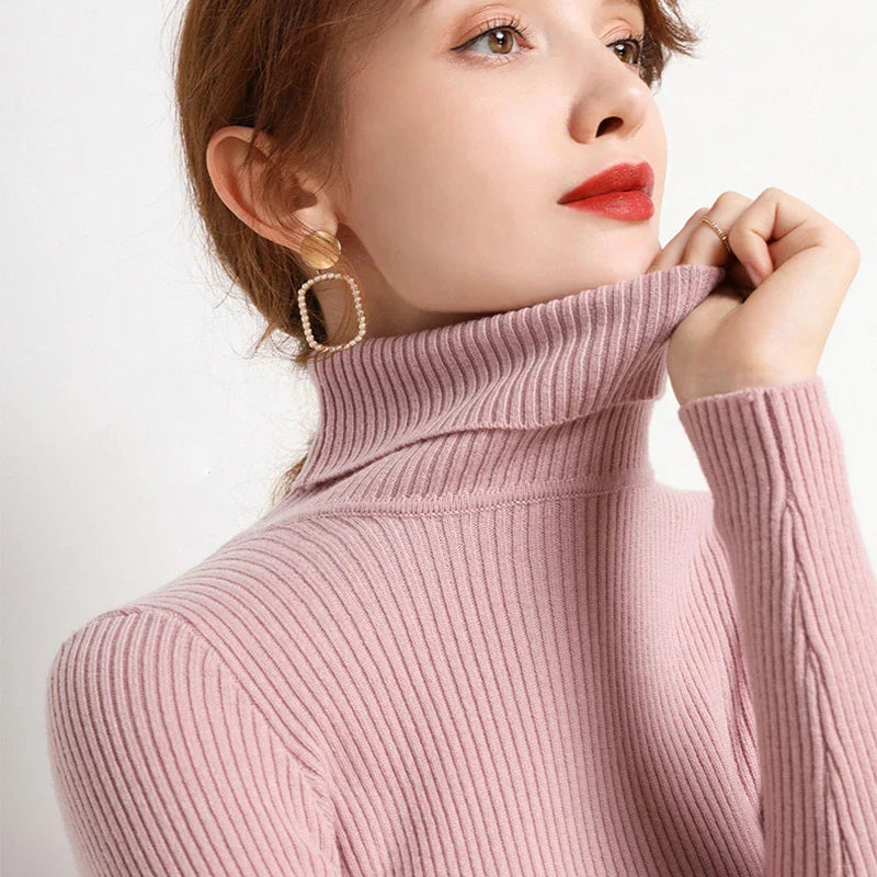 Women's autumn turtleneck knitted jumper