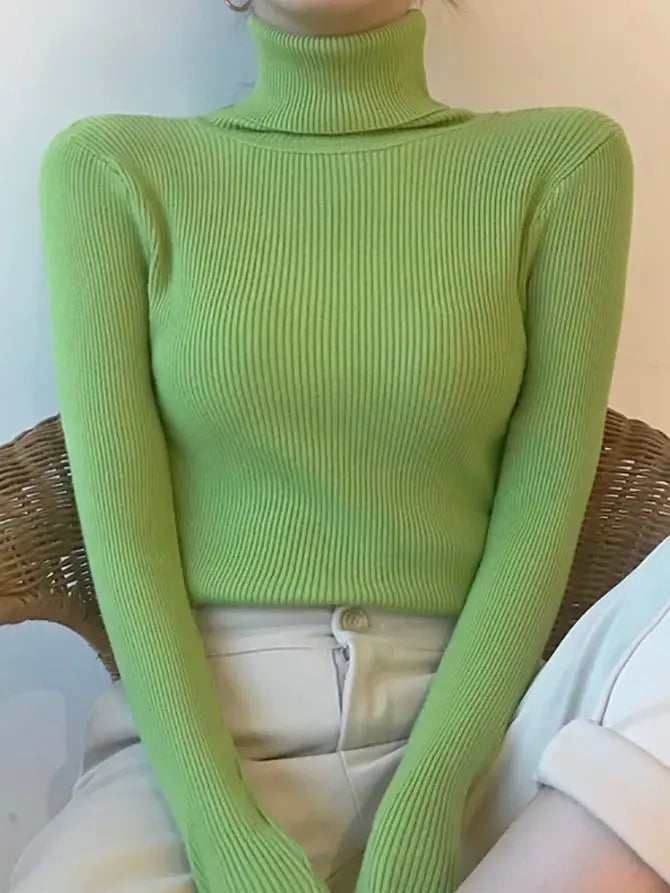 Women's autumn turtleneck knitted jumper