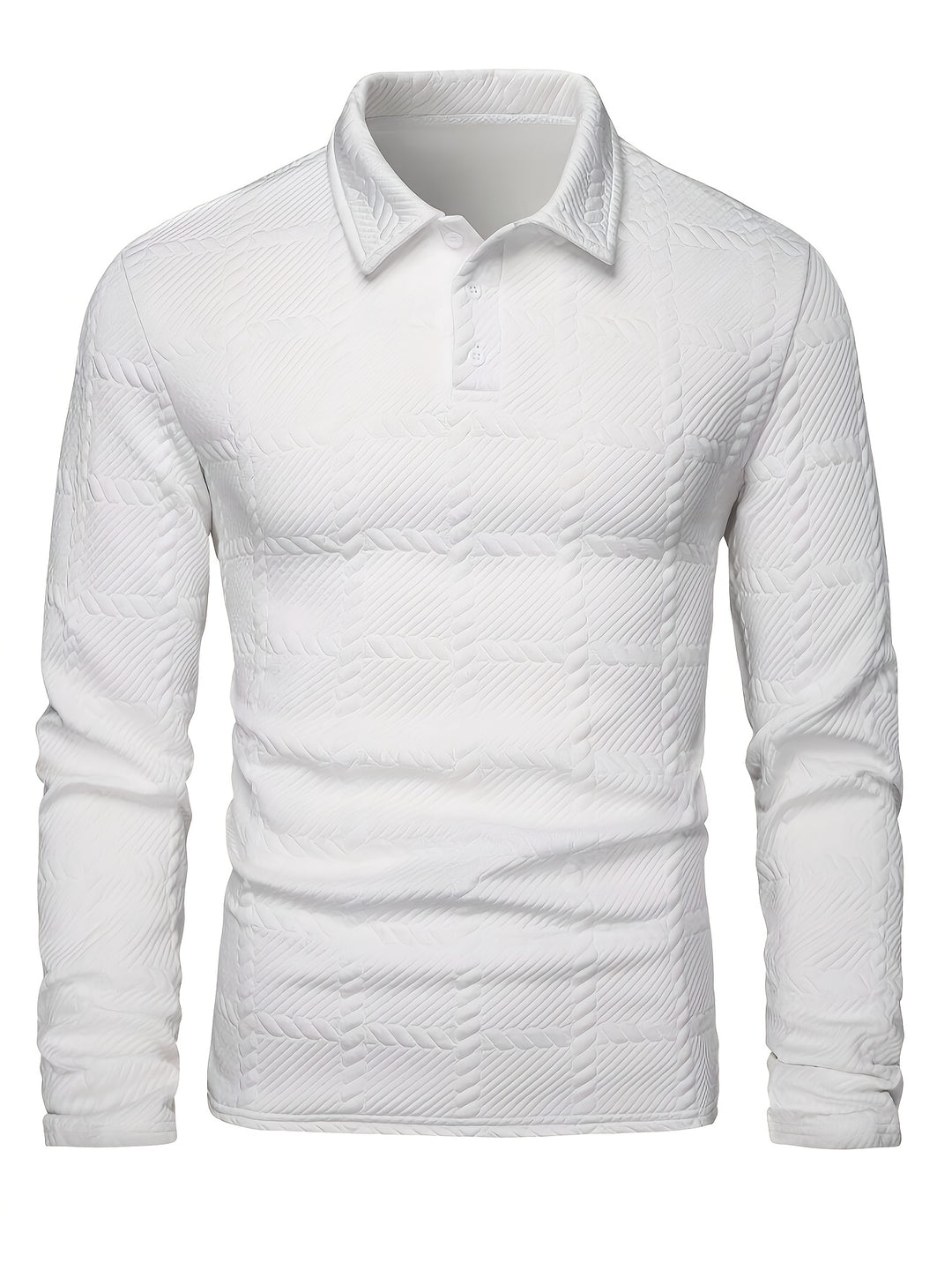 Men's - Knitted Jacquard Polo Shirt - Stylish Comfort