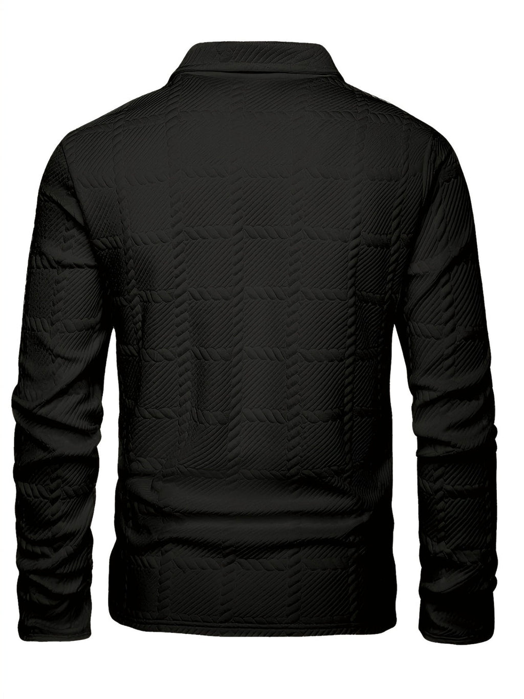 Men's - Knitted Jacquard Polo Shirt - Stylish Comfort