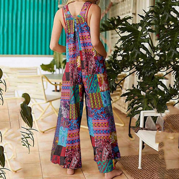 Summery jumpsuits with multicolour pattern