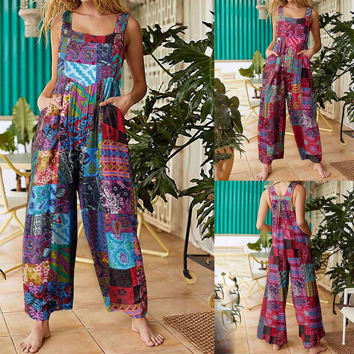 Summery jumpsuits with multicolour pattern