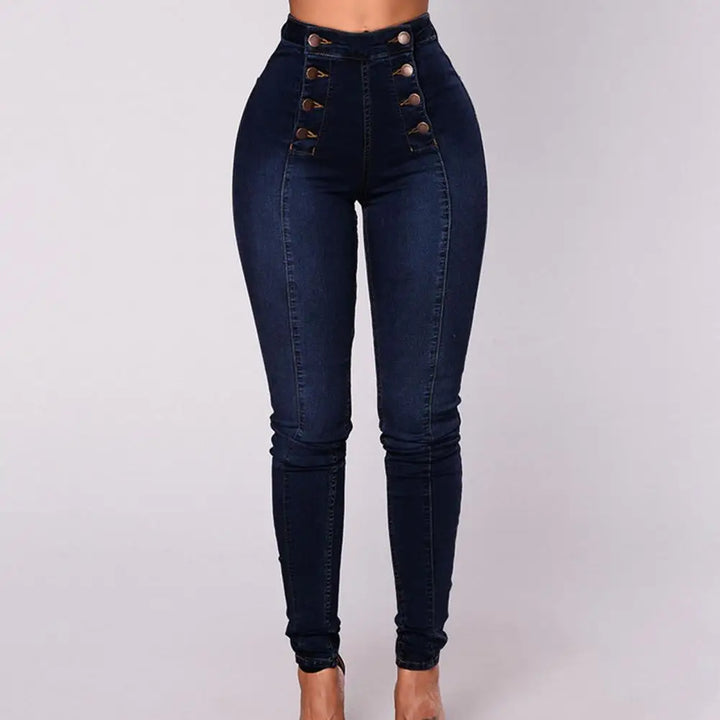 Ladies high-waist double-breasted jeans