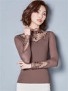 Lace blouse with turtleneck