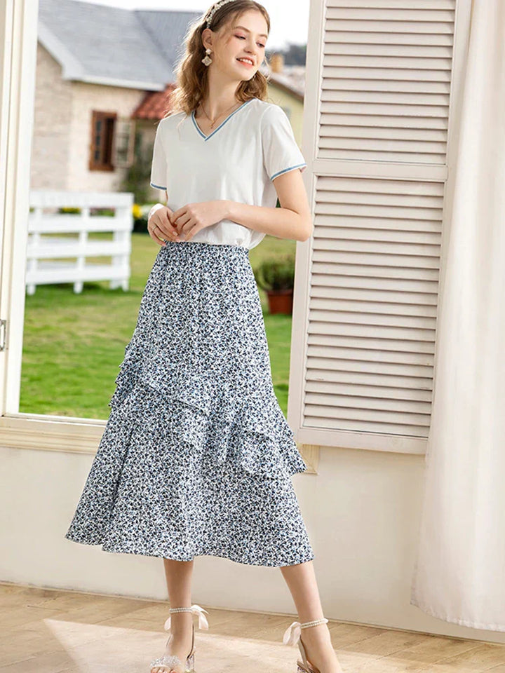 Summery floral pleated skirt