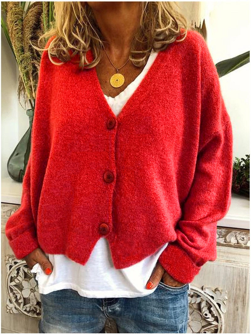 Women's - Cozy Cardigan - Soft Material - V Neck - Comfort and Style