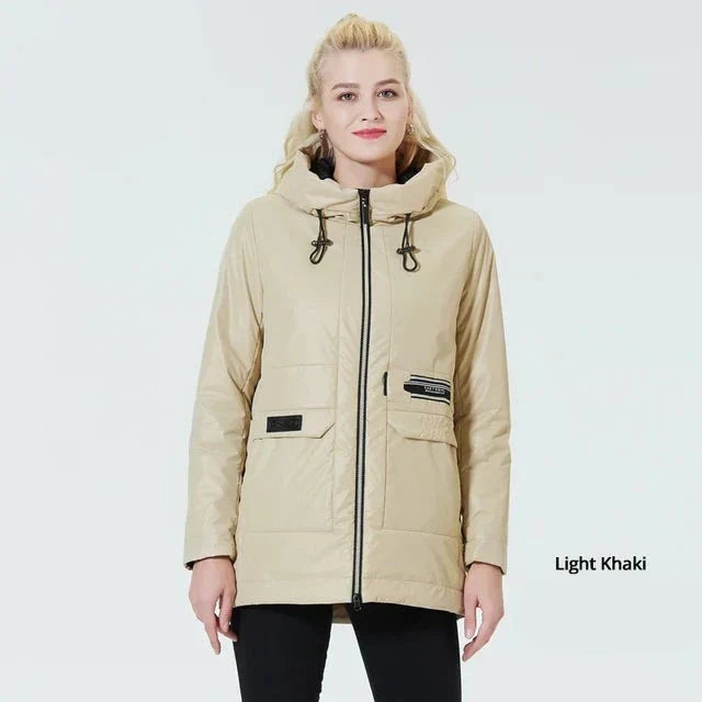 Women's windproof hooded jacket with cosy inner pockets