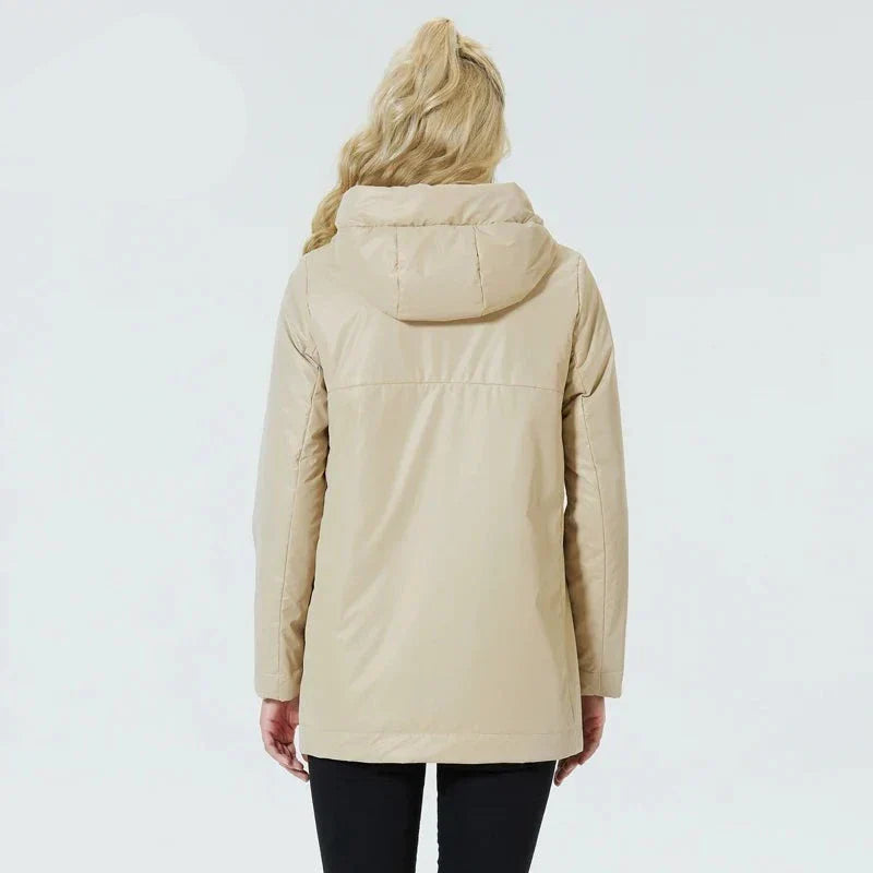 Women's windproof hooded jacket with cosy inner pockets