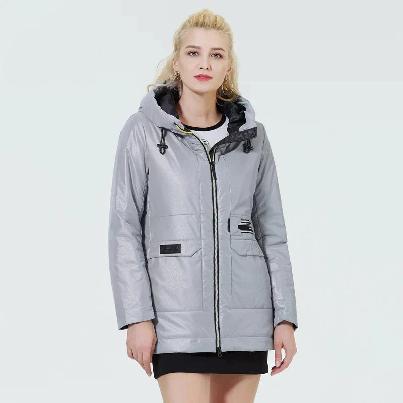 Women's windproof hooded jacket with cosy inside pockets