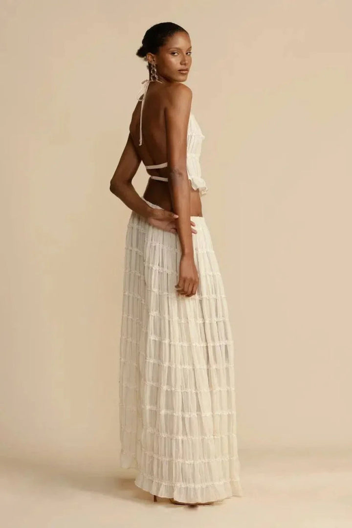 Halter neck top & mid length skirt