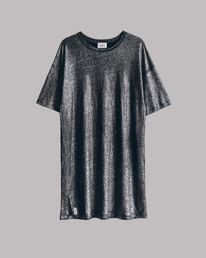 The dark glittering linen dress