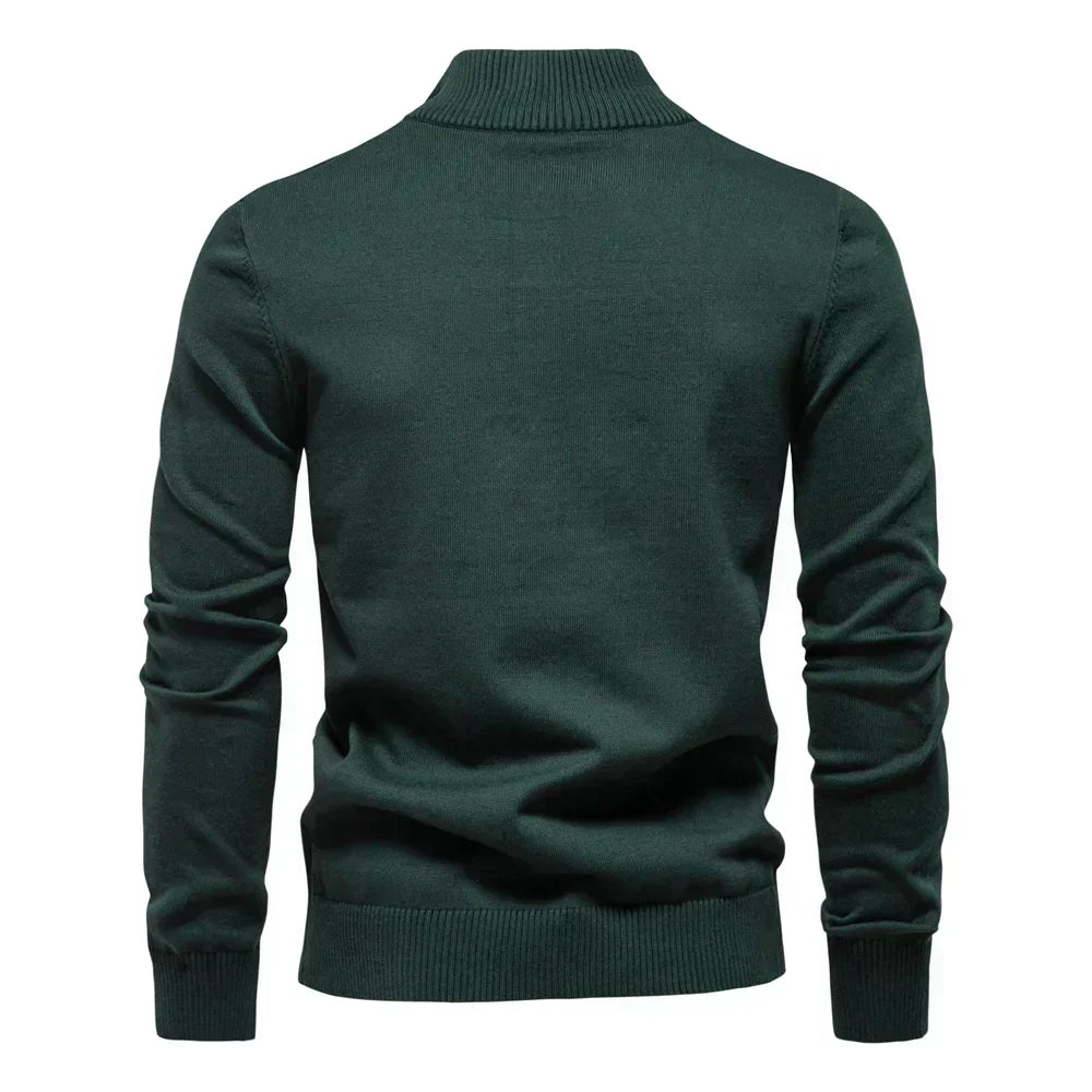 Men's - Half-Zip Striped Jumper - Modern Contrast Design