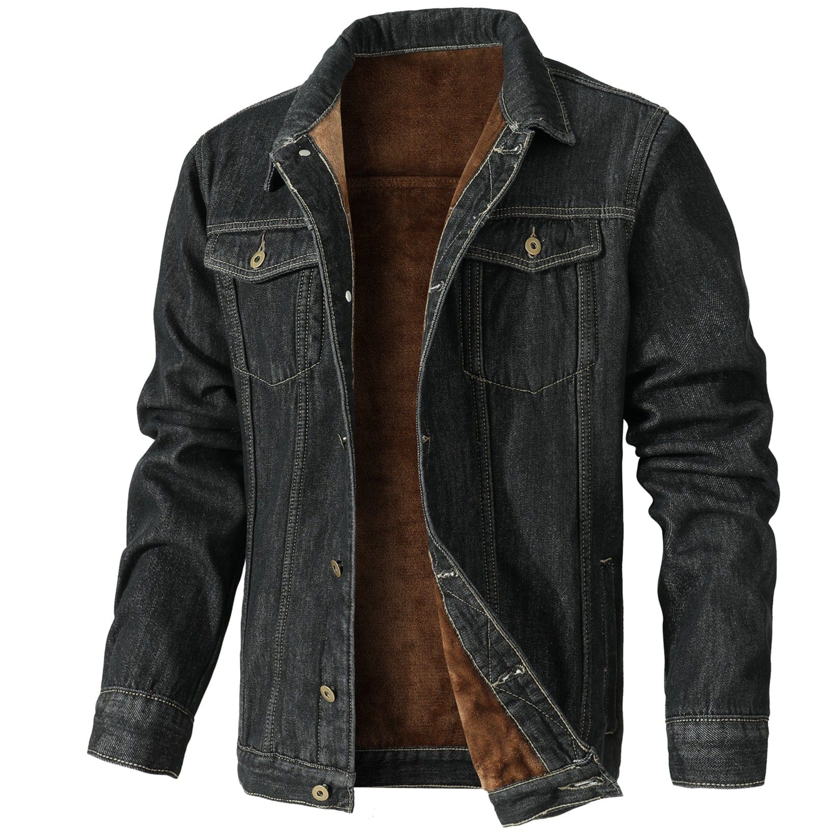 Men's - Denim Jacket - Fleece Lined - Warm & Stylish Outerwear for Cold Weather