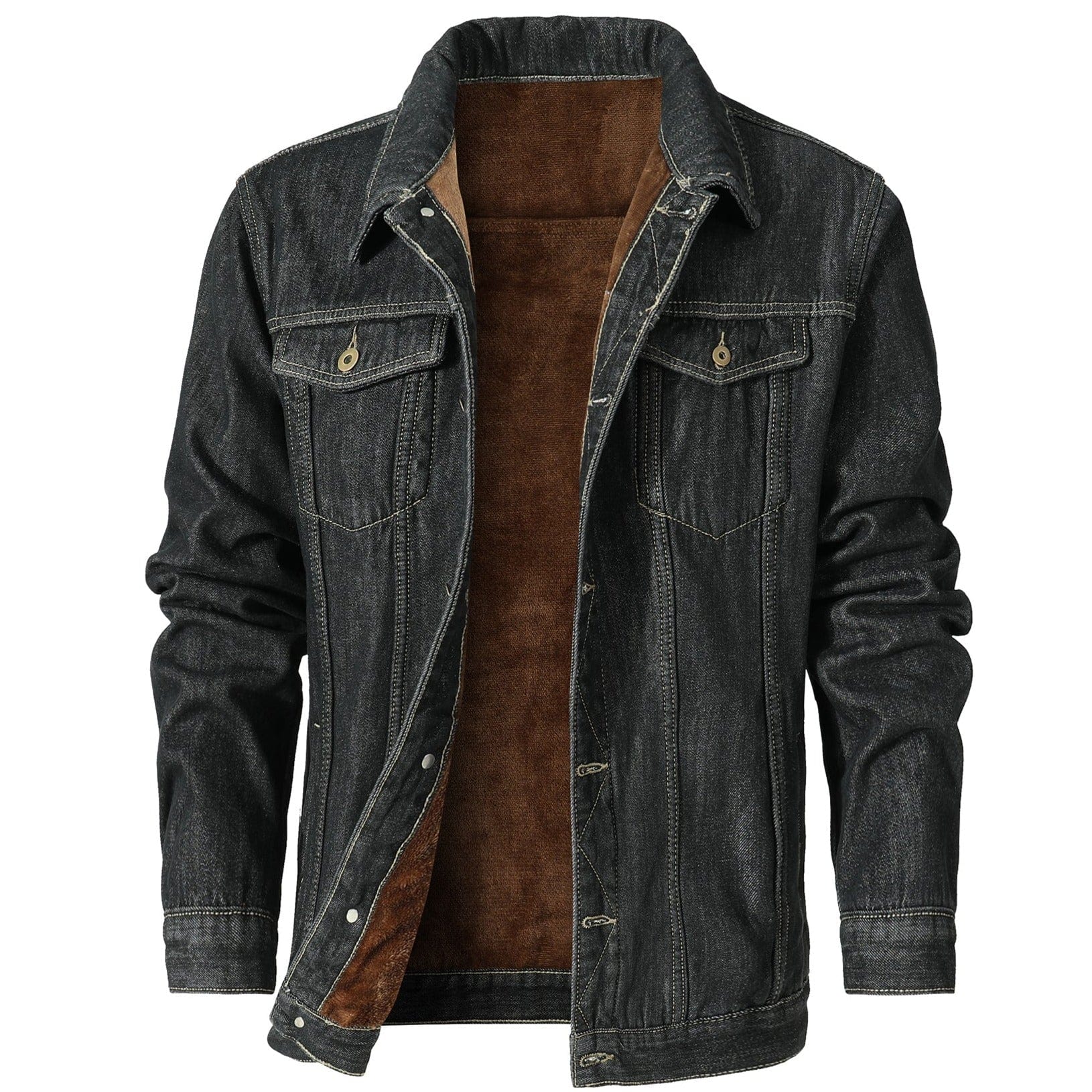 Men's - Denim Jacket - Fleece Lined - Warm & Stylish Outerwear for Cold Weather