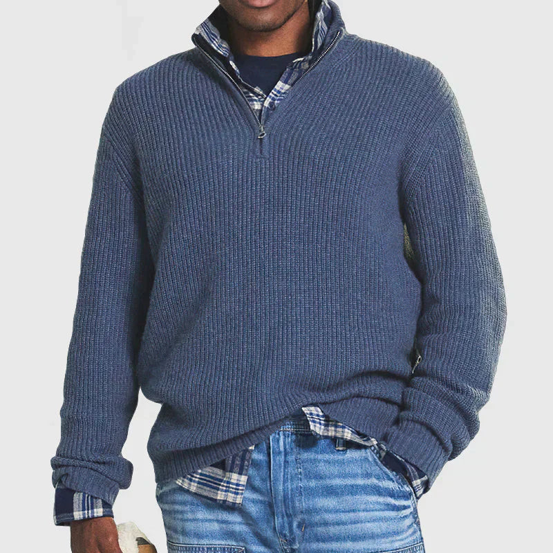 Men's - Ribbed Knitted Jumper - Cosy Style