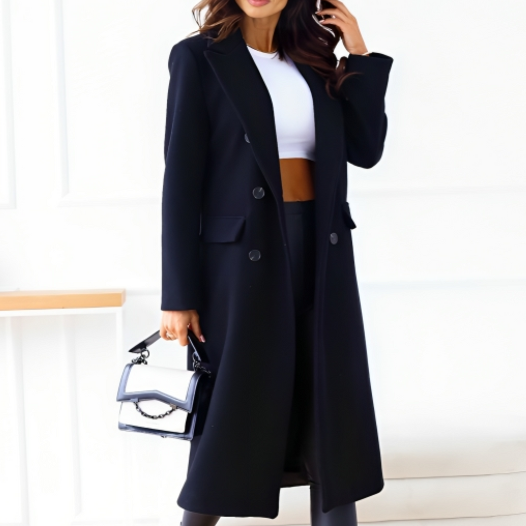 Women's - Winter Coat - Elegant Wool Blend - Stylish Warm Outerwear