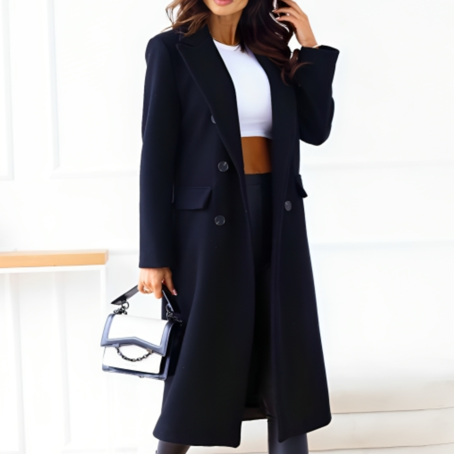 Women's - Winter Coat - Elegant Wool Blend - Stylish Warm Outerwear