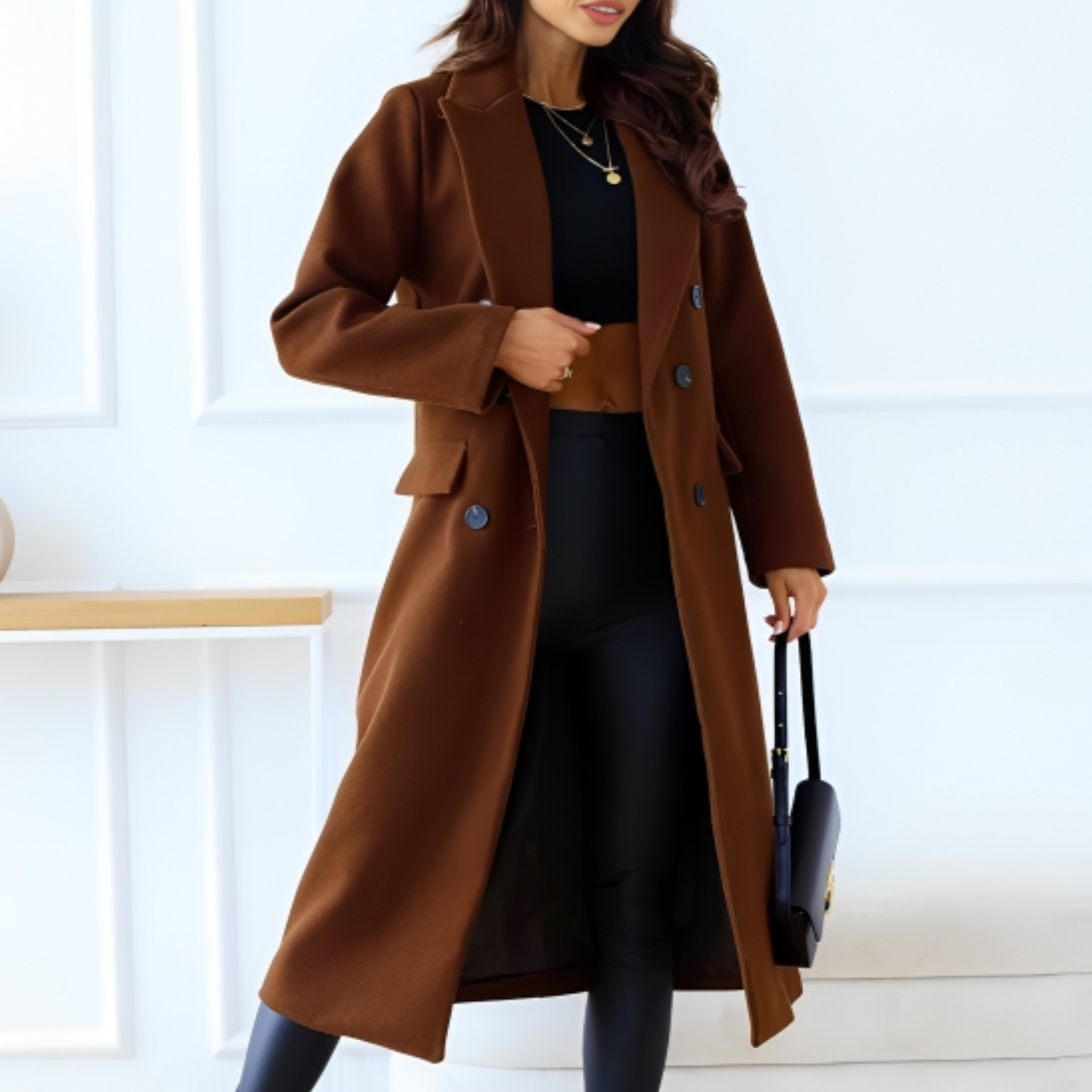 Women's - Winter Coat - Elegant Wool Blend - Stylish Warm Outerwear