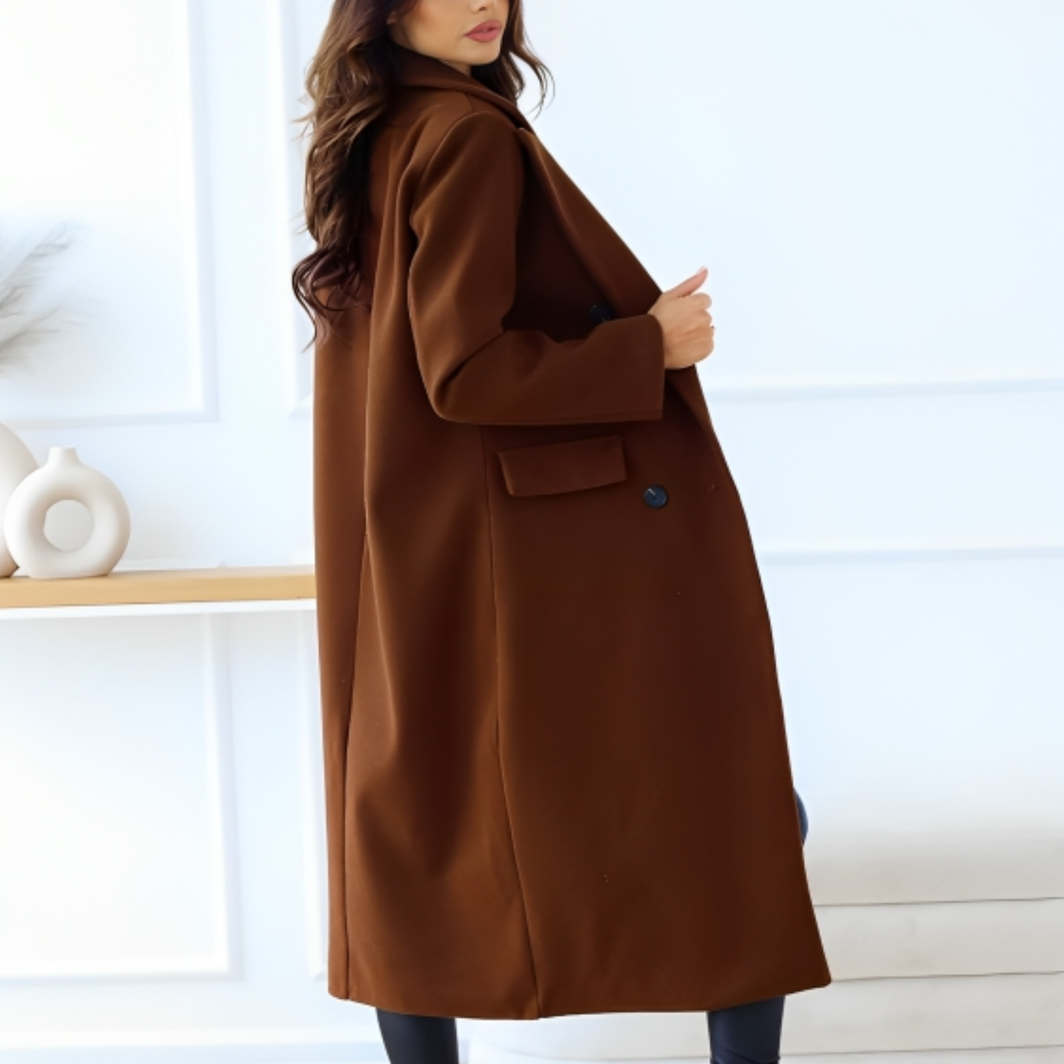 Women's - Winter Coat - Elegant Wool Blend - Stylish Warm Outerwear