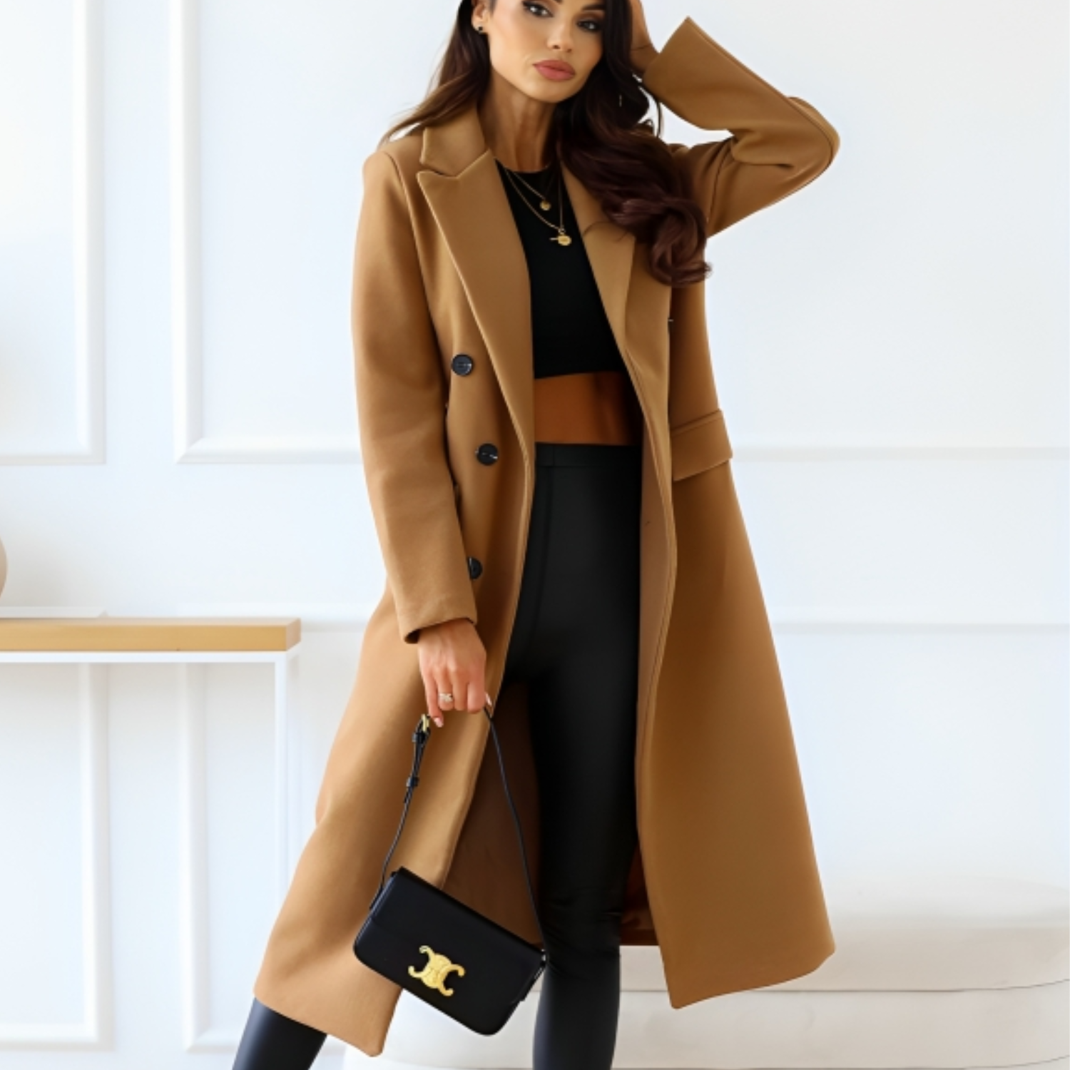 Women's - Winter Coat - Elegant Wool Blend - Stylish Warm Outerwear
