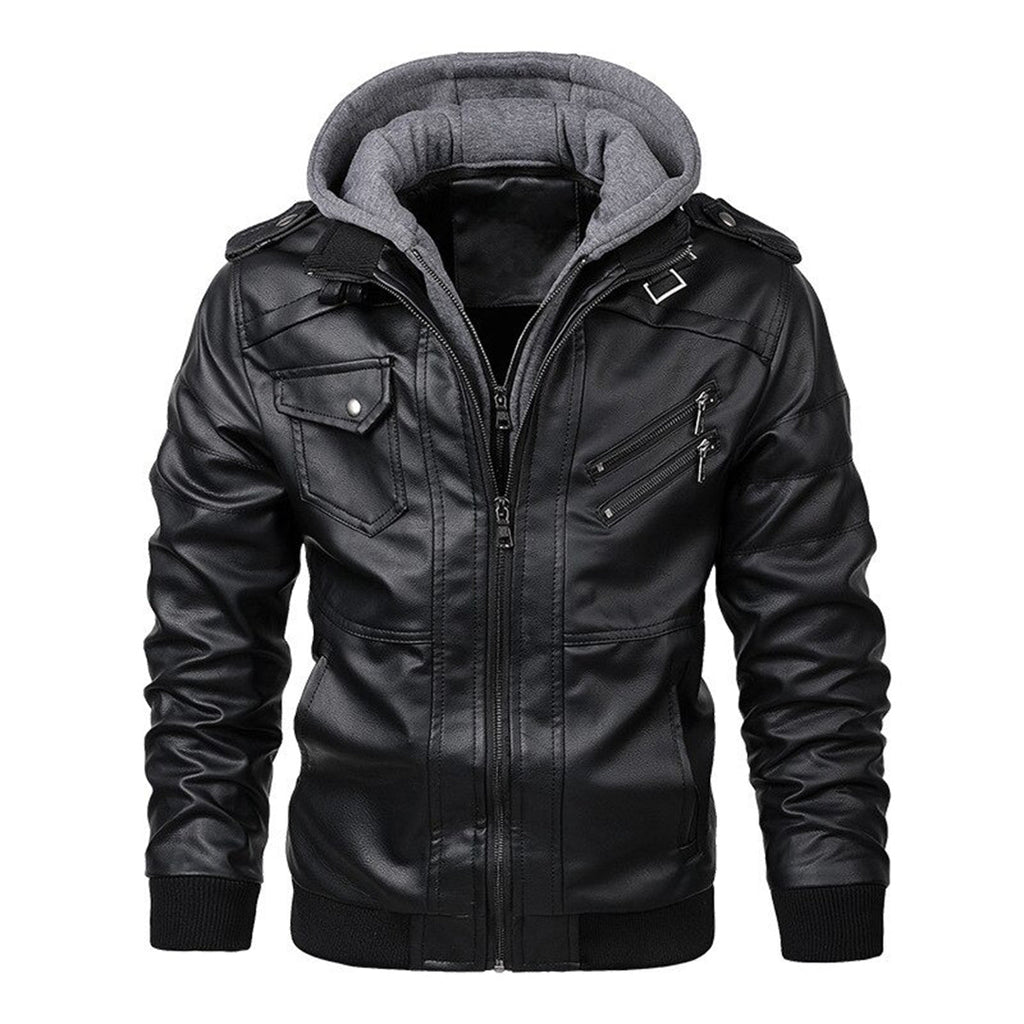 Men's - Hooded Jacket - Leather - Lightweight & Stylish for Warm Weather - Perfect Summer Outerwear