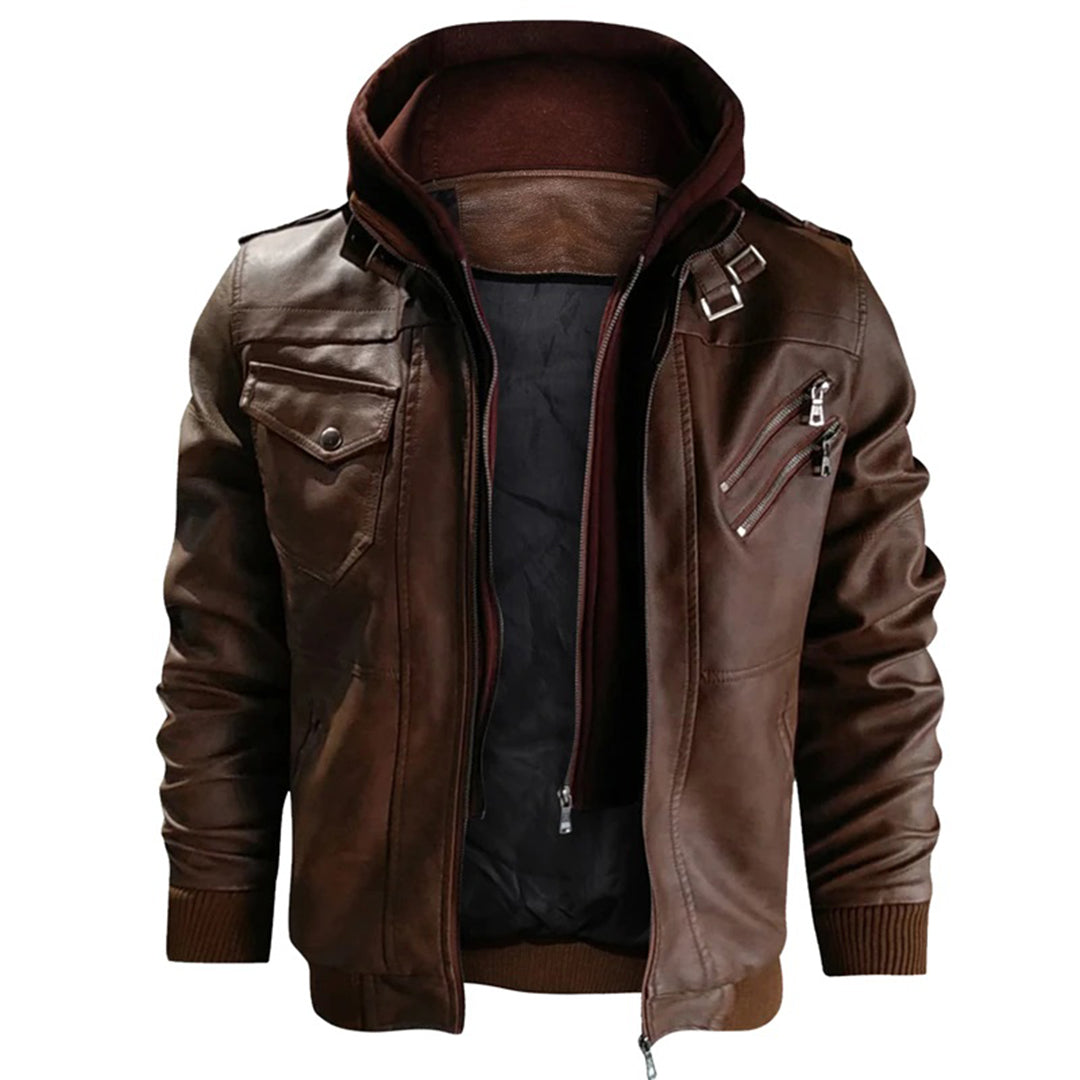 Men's - Hooded Jacket - Leather - Lightweight & Stylish for Warm Weather - Perfect Summer Outerwear